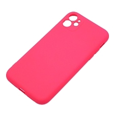 Чехол накладка NANO для APPLE iPhone 11 (6.1"), защита камеры, силикон, бархат, цвет фуксия