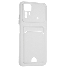 Чехол накладка BUTTON для XIAOMI Redmi Note 12S, защита камеры, силикон, отдел для карт, цвет белый