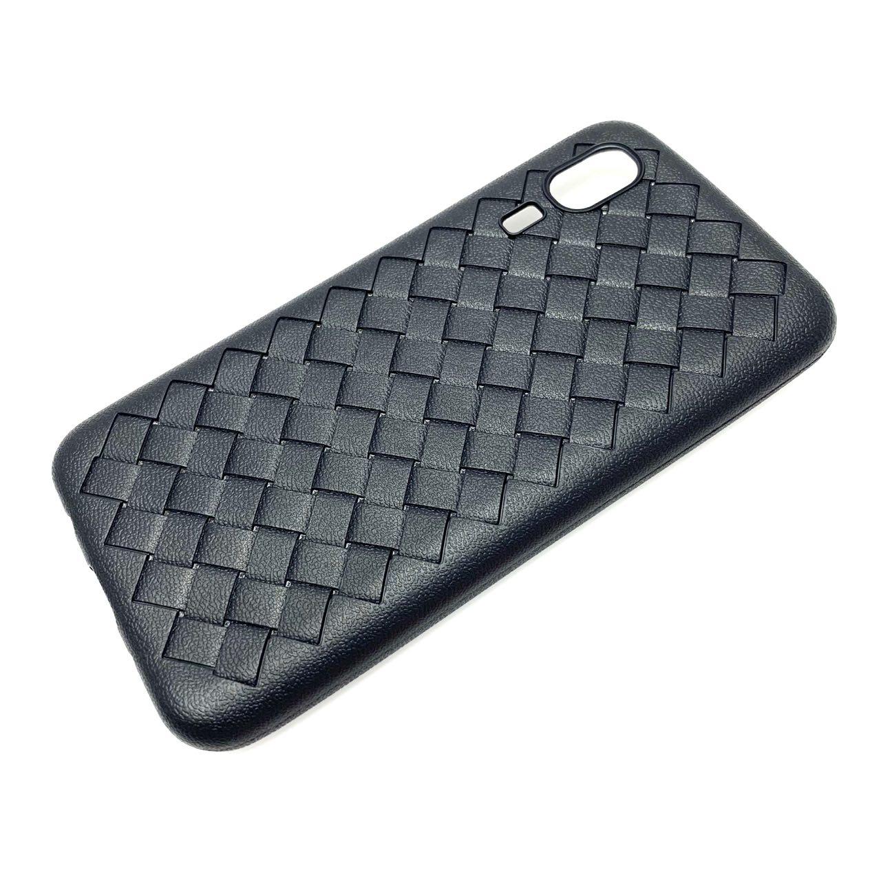 Чехол накладка для SAMSUNG Galaxy A2 Core (SM-A260), силикон, плетенный, цвет черный.