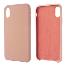Чехол накладка Silicon Case для APPLE iPhone XR, силикон, бархат, цвет нежно розовый.