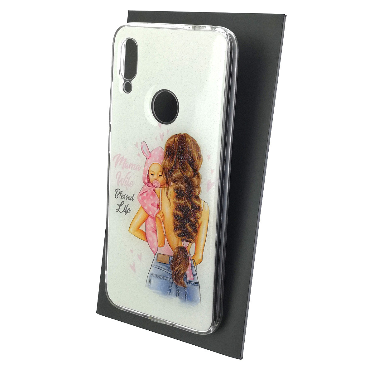 Чехол накладка для XIAOMI Redmi Note 7, Note 7 Pro, силикон, блестки, глянцевый, рисунок Mama wibe Blessed Life