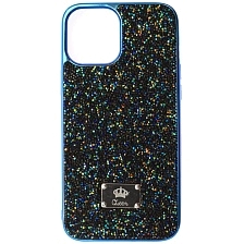 Чехол накладка Queen для APPLE iPhone 12 Pro MAX (6.7"), силикон, стразы, цвет синий