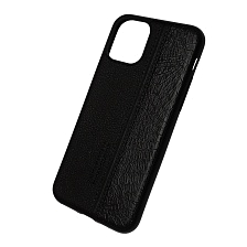Чехол накладка для APPLE iPhone 11 Pro 2019, силикон под кожу, цвет черный.