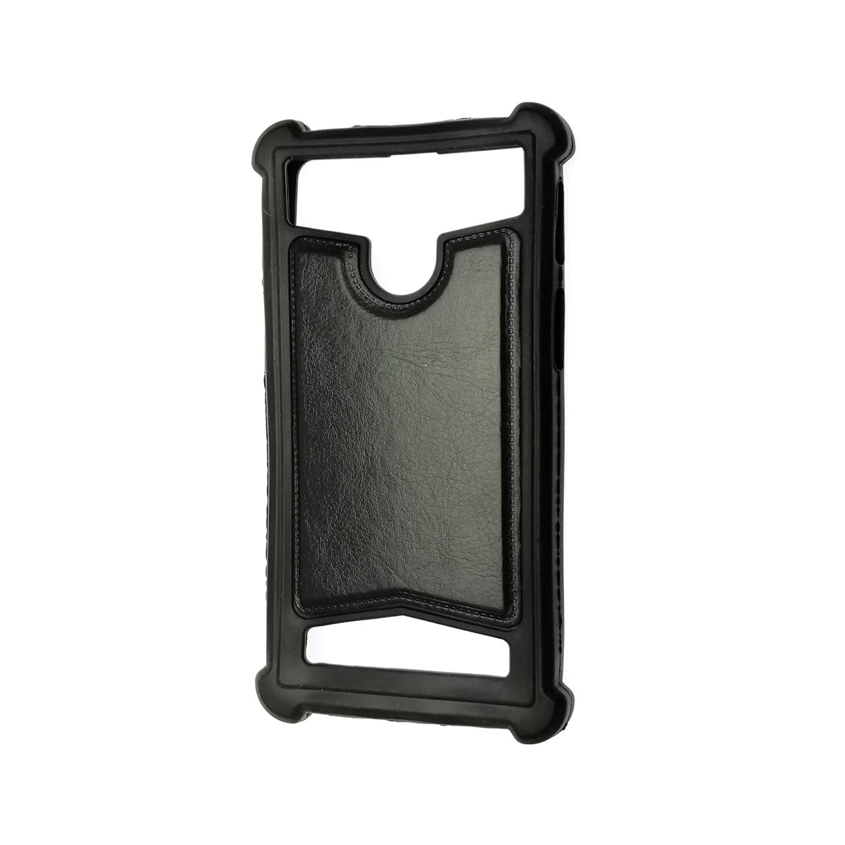 Чехол накладка универсальная 4.5 - 5.0 дюймов, силикон, экокожа, цвет черный.