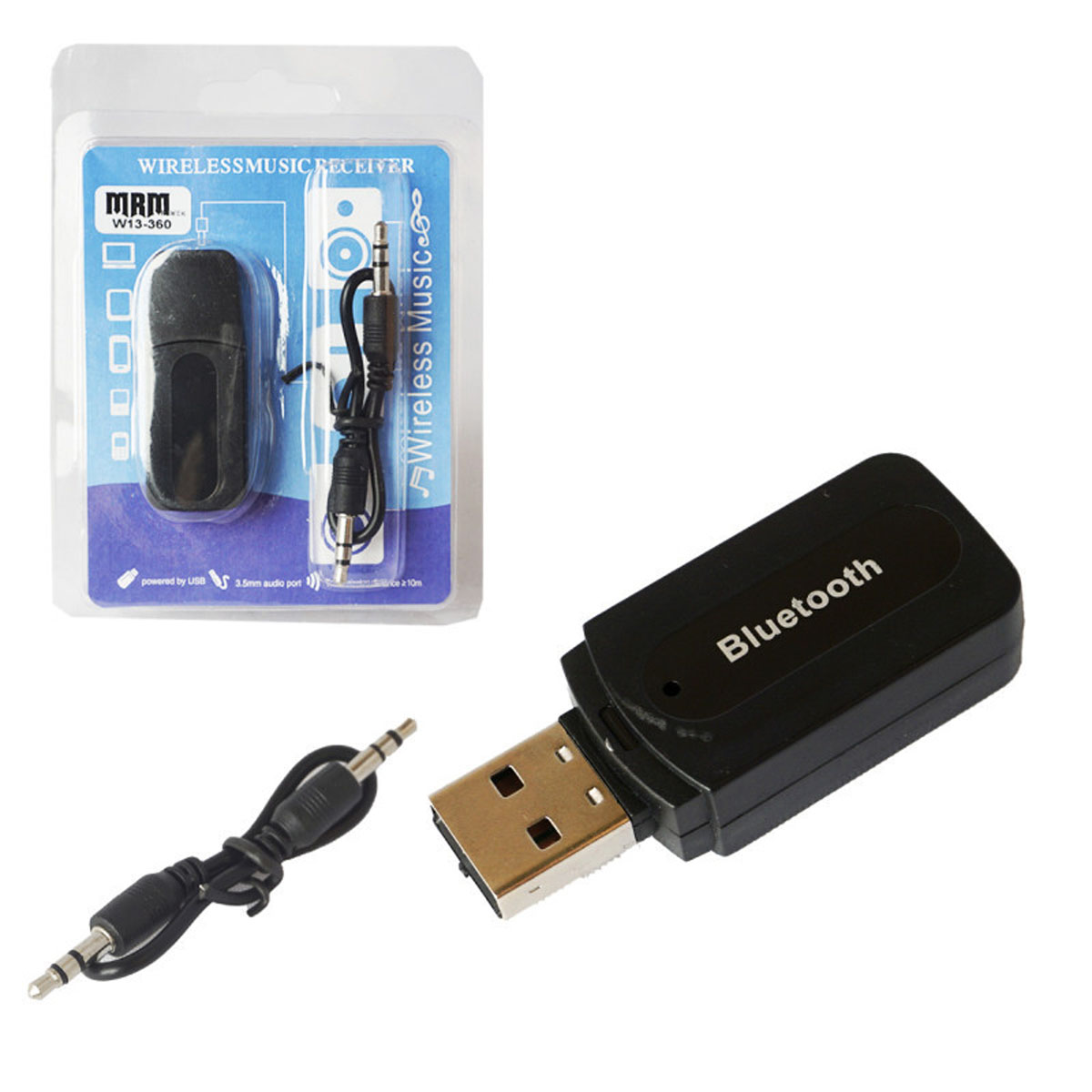 Адаптер W13-360 USB AUX на Bluetooth, цвет черный