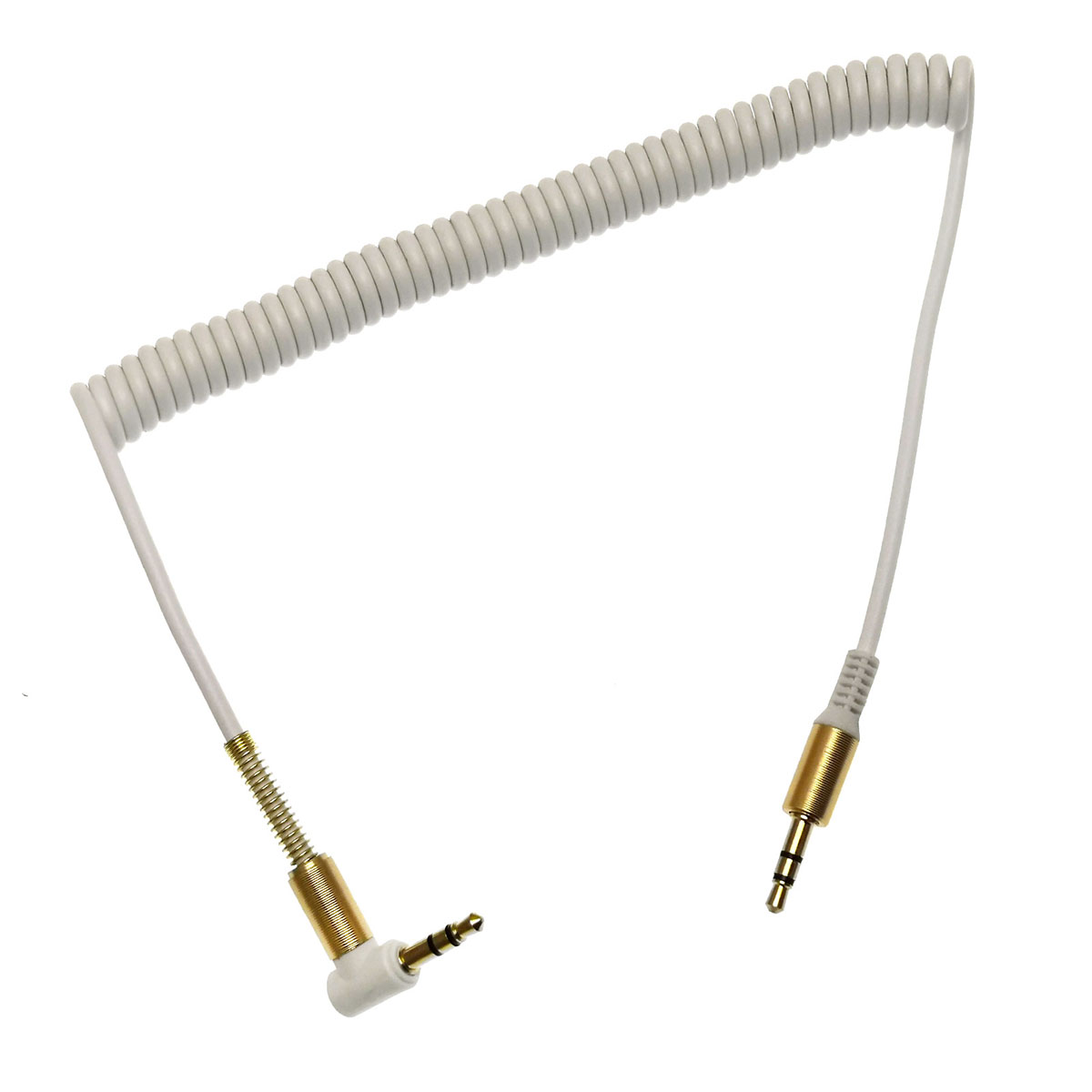 AUX "JianDa JD-238" кабель витой (пружина) с прямым и угловым штекером Jack 3.5" - 3.5", длиной 1.8 метра, цвет белый