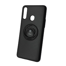 Чехол накладка iFace для SAMSUNG Galaxy A20s (SM-A207), силикон, кольцо держатель, цвет черный