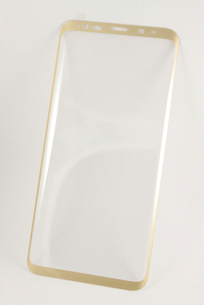 Защитное стекло 3D/4D для SAMSUNG Galaxy S8 SM-G950 золотистый кант.
