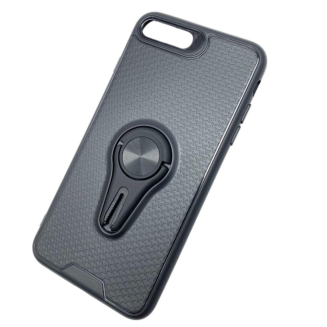 Чехол накладка FC для APPLE iPhone 7, 8 Plus, силикон, кольцо держатель, цвет черный.