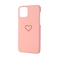 Чехол накладка для APPLE iPhone 11 Pro, пластик, матовый, рисунок Сердце, цвет розовый.