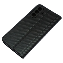 Чехол книжка CHESS для SAMSUNG Galaxy A56, текстура карбон, визитница, цвет черный