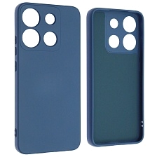Чехол накладка NANO для INFINIX Smart 7 Plus, защита камеры, силикон, бархат, цвет темно синий