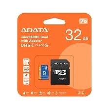 Карта памяти MicroSDHC 32GB ADATA UHS-I Class 10, 85MB/s, c адаптером