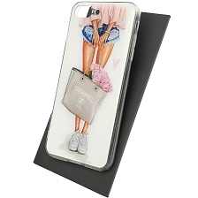 Чехол накладка для APPLE iPhone 7 Plus, iPhone 8 Plus, силикон, блестки, глянцевый, рисунок Chanel Paris букет роз