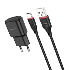 СЗУ (Сетевое зарядное устройство) BOROFONE BA48A Orion с кабелем USB Type C, 2.1A, 1 USB, длина 1 метр, цвет черный