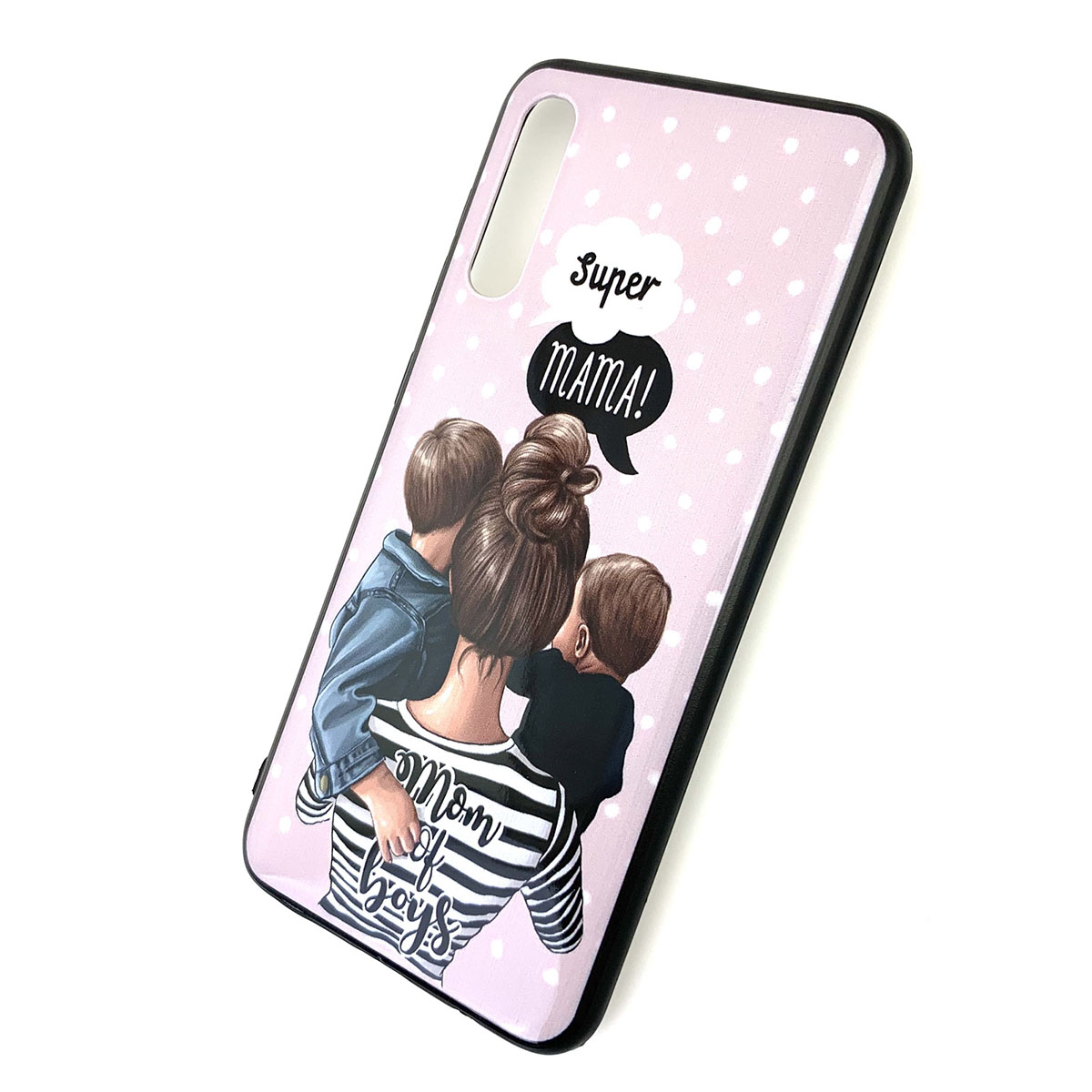 Чехол накладка для SAMSUNG Galaxy A50 (SM-A505), A30s (SM-A307), A50s (SM-A507), силикон, рисунок super MAMA Mom of boys.