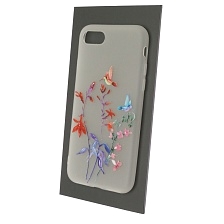 Чехол накладка для APPLE iPhone 7, iPhone 8, силикон, рисунок Птички и Цветочки