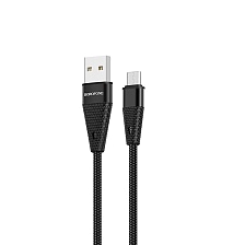 Кабель BOROFONE BU10 Pineapple Micro USB, 2.4A, длина 1.2 метра, нейлоновое армирование, цвет черный