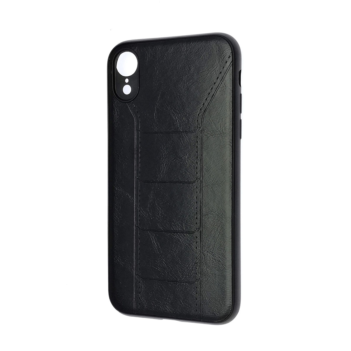 Чехол накладка R3 для APPLE iPhone XR, силикон, под кожу, цвет черный