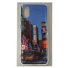 Чехол накладка для SAMSUNG Galaxy A03 Core (SM-A032F), силикон, рисунок улица Wall Street