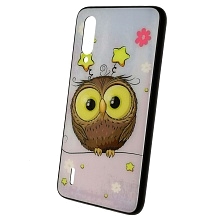 Чехол накладка для XIAOMI MI A3 LITE, MI CC9, MI 9 LITE, силикон, стекло, рисунок сова | РЕТРО 2