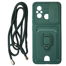 Чехол накладка MULTI FUNCTION 4 в 1 для XIAOMI Redmi 12C, XIAOMI POCO C55, цвет темно зеленый