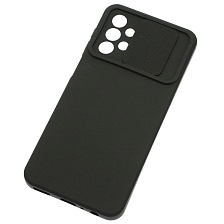 Чехол накладка для SAMSUNG Galaxy A23, силикон, бархат, со шторкой для защиты задней камеры, цвет черный