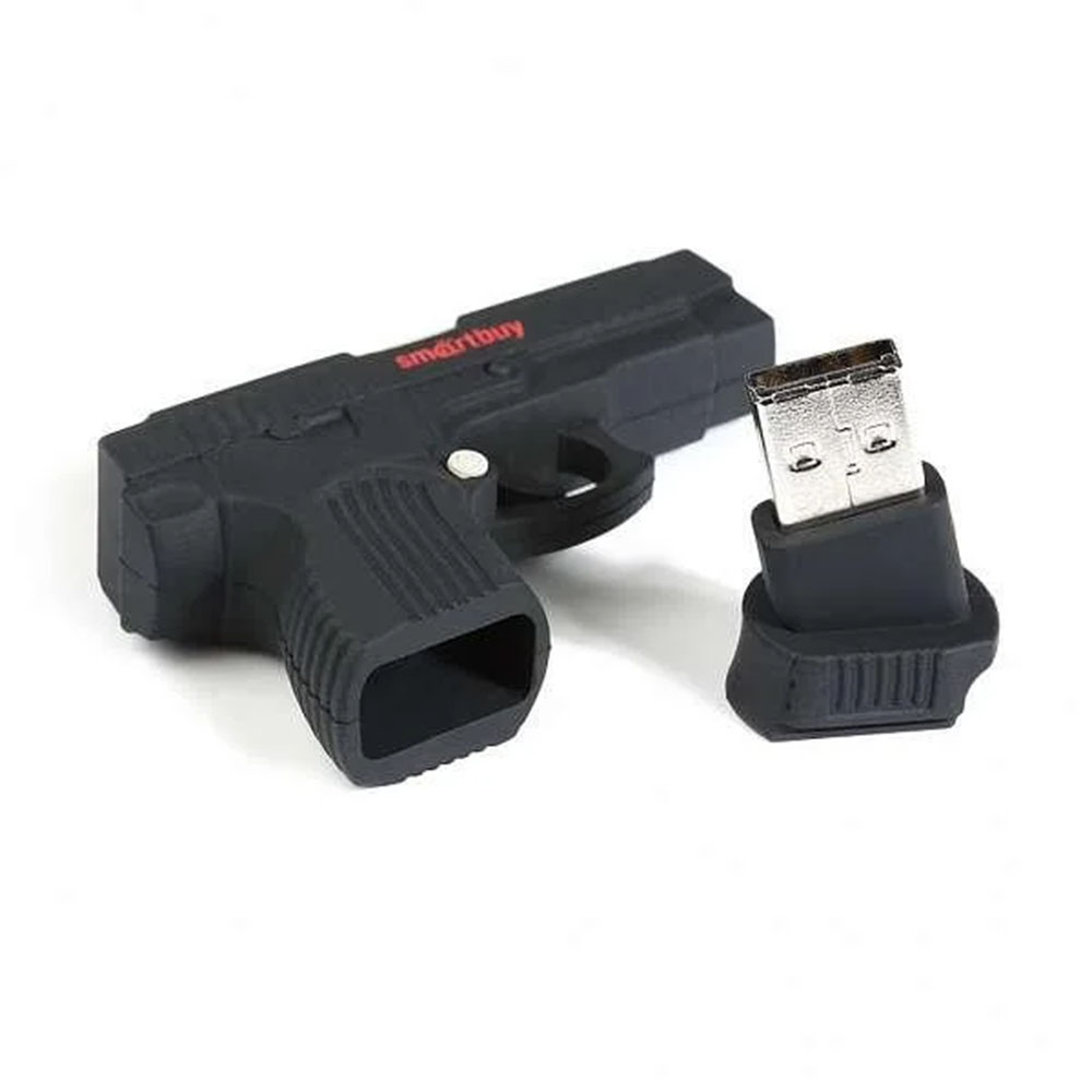 Флешка USB 2.0 32GB SMARTBUY Wild series, фигурка пистолет, цвет черный