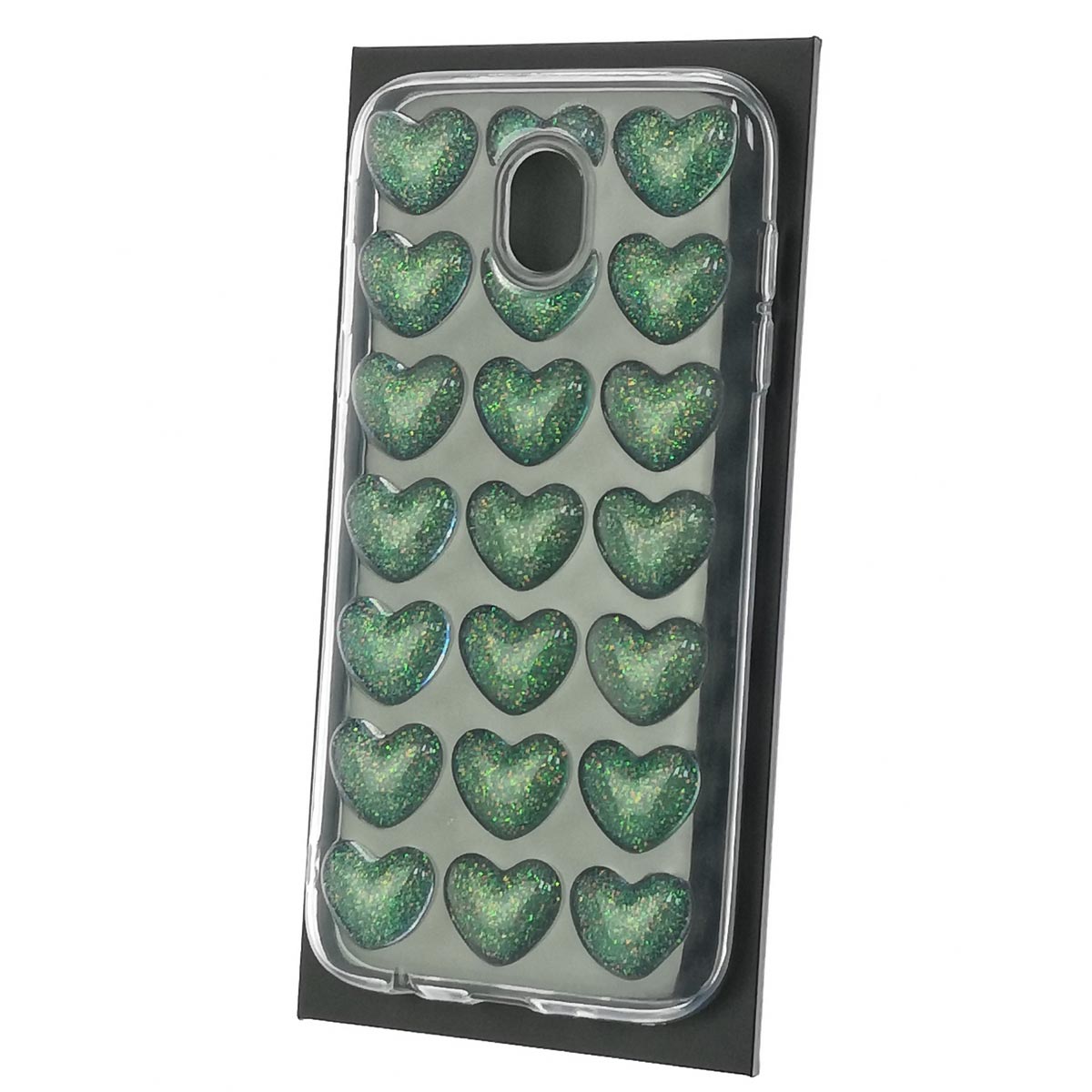 Чехол накладка для SAMSUNG Galaxy J5 2017 (SM-J530), силикон, рисунок 3D сердечки 2.