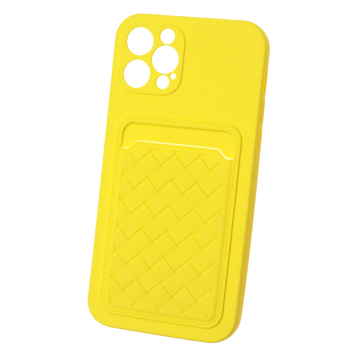 Чехол накладка CARD CASE для APPLE iPhone 12 Pro (6.1"), силикон, отдел для карт, цвет желтый