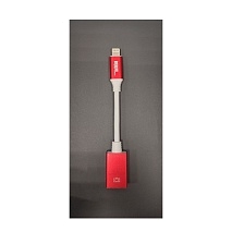 Переходник, адаптер, конвертер OTG CQ047, Lightning 8 pin на USB, цвет бело красный
