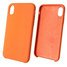 Чехол накладка Silicon Case для APPLE iPhone XR, силикон, бархат, цвет оранжевый.