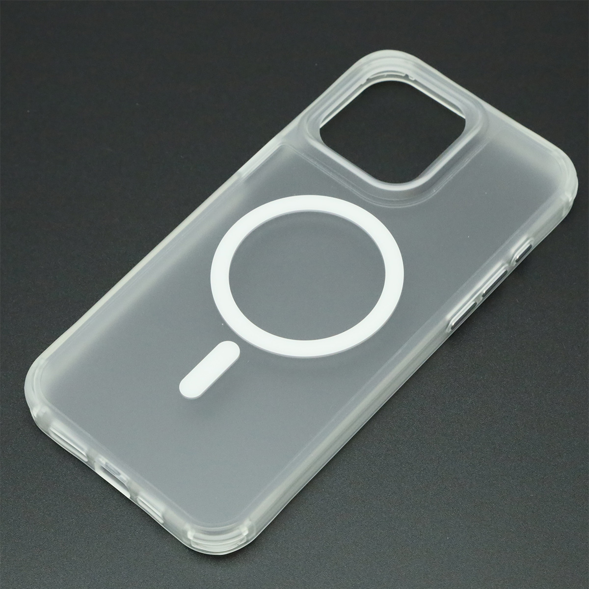 Чехол накладка Sky Armor с поддержкой MagSafe для APPLE iPhone 15 Pro Max, сменные уголки для шнурка, прозрачный, цвет окантовки белый