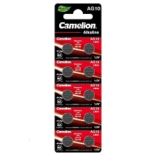 Батарейка CAMELION G10/LR1130/LR54/389A/189 BL10 Alkaline 1.5V, щелочная, тип дисковый Батарейка CAMELION G10/LR1130/LR54/389A/189 BL10 Alkaline 1.5V, щелочная, тип дисковый