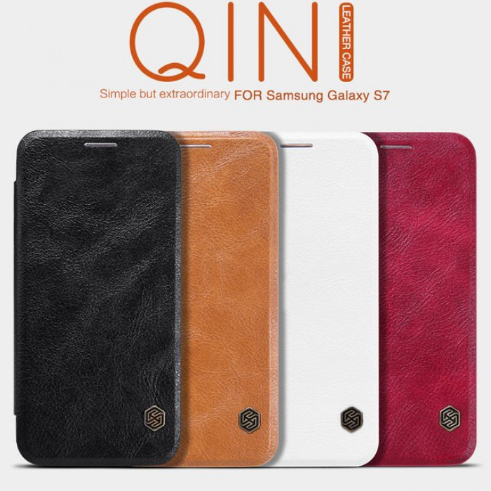 Чехол-книга Nillkin (QIN) для SAMSUNG Galaxy S7 /кожа/ красный.