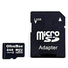 Карта памяти MicroSDHC 8GB OltraMax Class 10, с адаптером