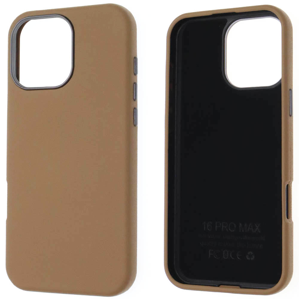 Чехол накладка для APPLE iPhone 16 Pro Max (6.9"), силикон, пластик, текстура кожи, бархат, цвет коричневый