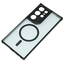 Чехол накладка Sky Armor с поддержкой MagSafe для SAMSUNG Galaxy S24 Ultra, сменные уголки для шнурка, прозрачный, цвет окантовки черный