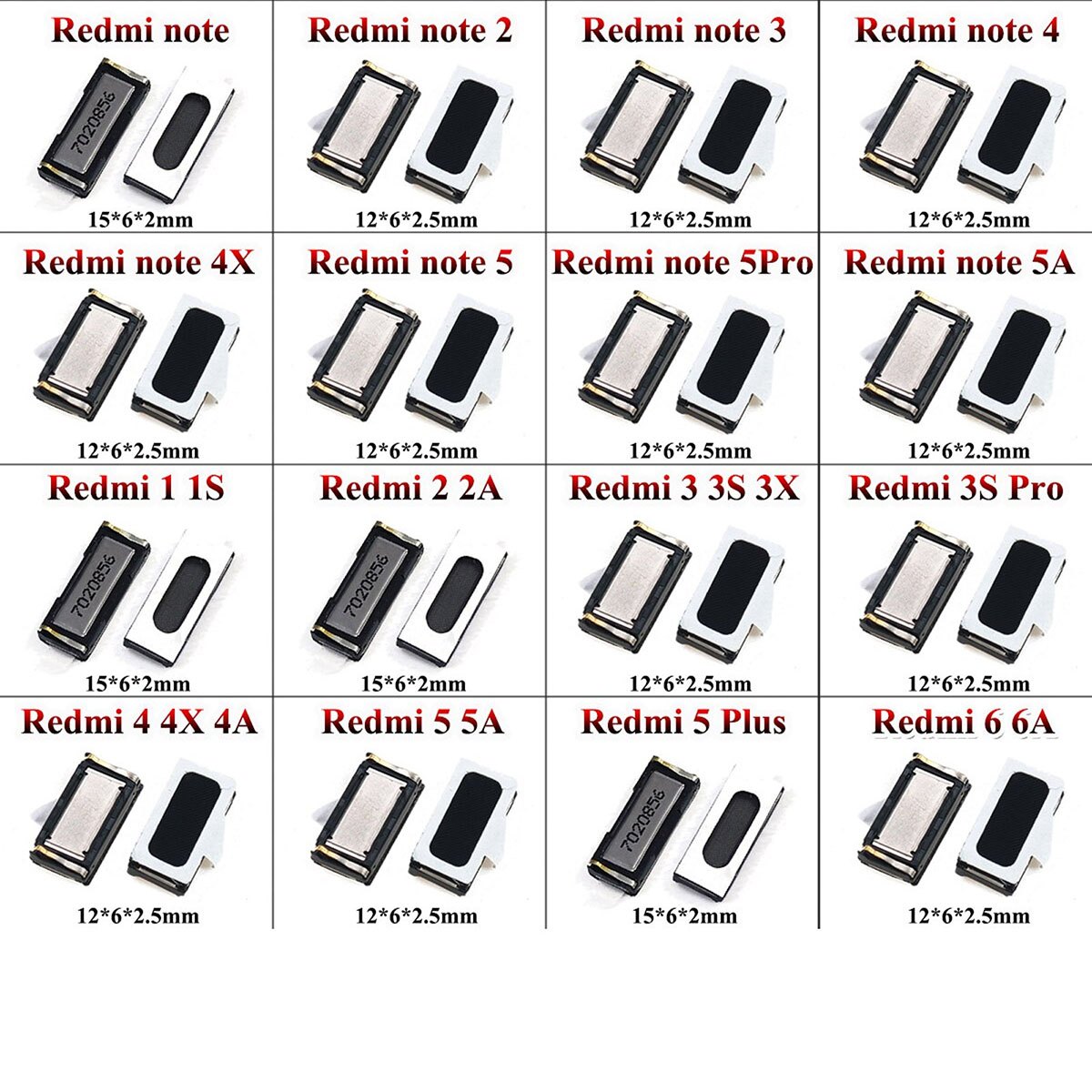 Динамик (speaker) для Nokia 3, Nokia 2, Nokia 5, Nokia 8, Xiaomi Redmi Note 5A, Xiaomi Redmi Note 5A Prime.