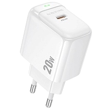 СЗУ (Сетевое зарядное устройство) BOROFONE BAS43A, 20W, 1 USB Type C, PD20W, цвет белый