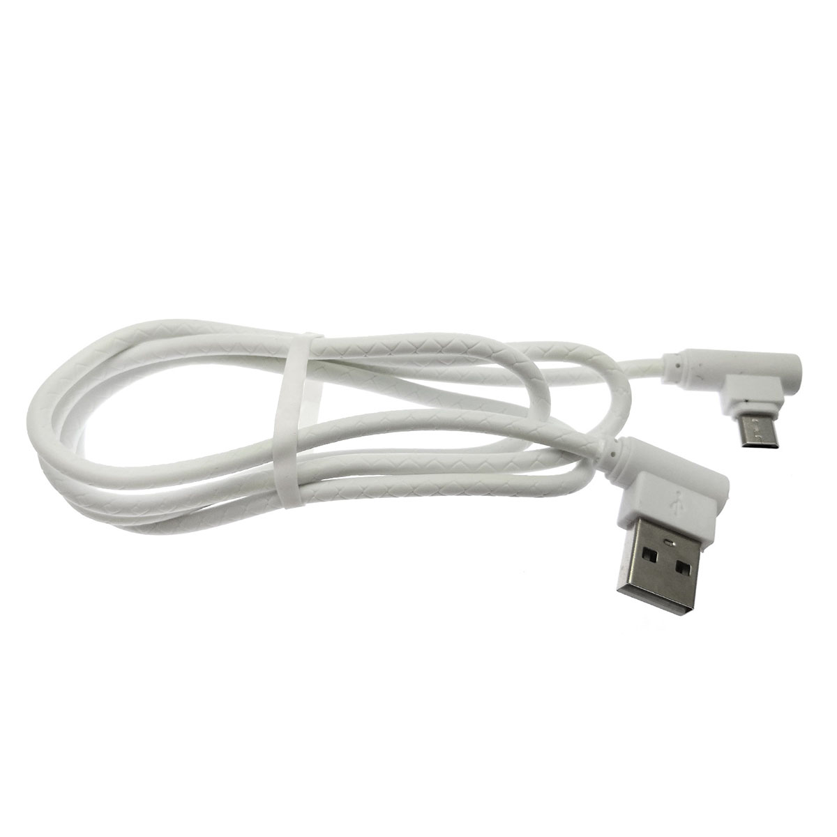 Кабель USB на micro USB, угловые коннекторы, имитация кожи, цвет белый Кабель USB на micro USB, угловые коннекторы, имитация кожи, цвет белый