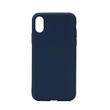Чехол накладка для APPLE iPhone X, XS, силикон, цвет синий.