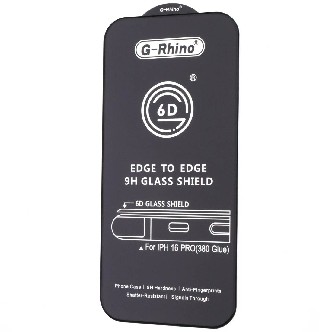 Защитное стекло 6D G-Rhino для APPLE iPhone 16 Pro, цвет окантовки черный