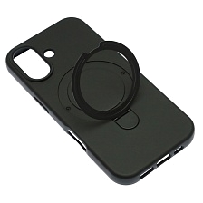 Чехол накладка Revole Mix для APPLE iPhone 17, силикон, бархат, кольцо держатель, цвет черный