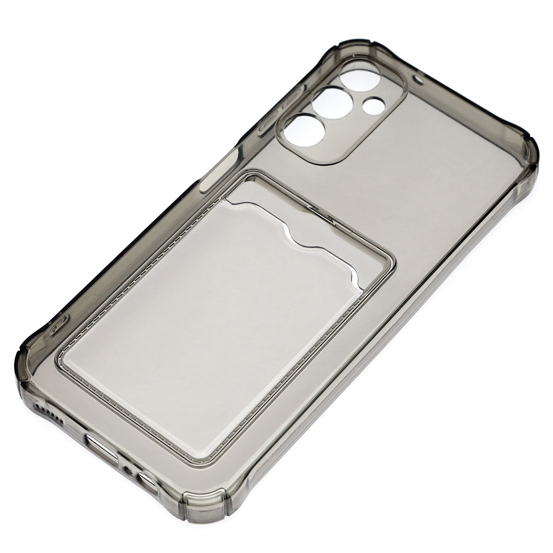 Чехол накладка CARD CASE для SAMSUNG Galaxy A14 5G, силикон, защита камеры, отдел для карт, цвет прозрачно черный Чехол накладка CARD CASE для SAMSUNG Galaxy A14 5G, силикон, защита камеры, отдел для карт, цвет прозрачно черный