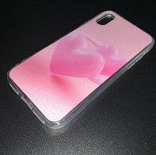 Чехол накладка для APPLE iPhone X, XS, силикон, рисунок Розовые сердечки.