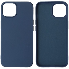 Чехол накладка NANO для iPhone 14, силикон, бархат, цвет темно синий