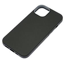 Чехол накладка VICTORIA для APPLE iPhone 13, iPhone 14, силикон, пластик, текстура кожи, бархат, цвет черный