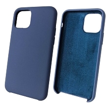 Чехол накладка Silicon Case для APPLE iPhone 11 Pro, силикон, бархат, цвет синий кобальт.