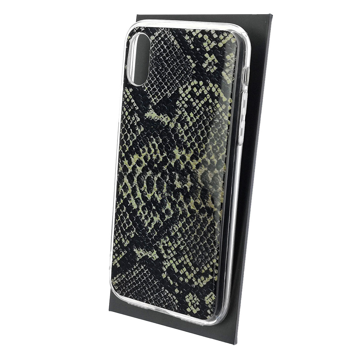 Чехол накладка для APPLE iPhone X, iPhone XS, силикон, глянцевый, рисунок Черная кожа ящерицы
